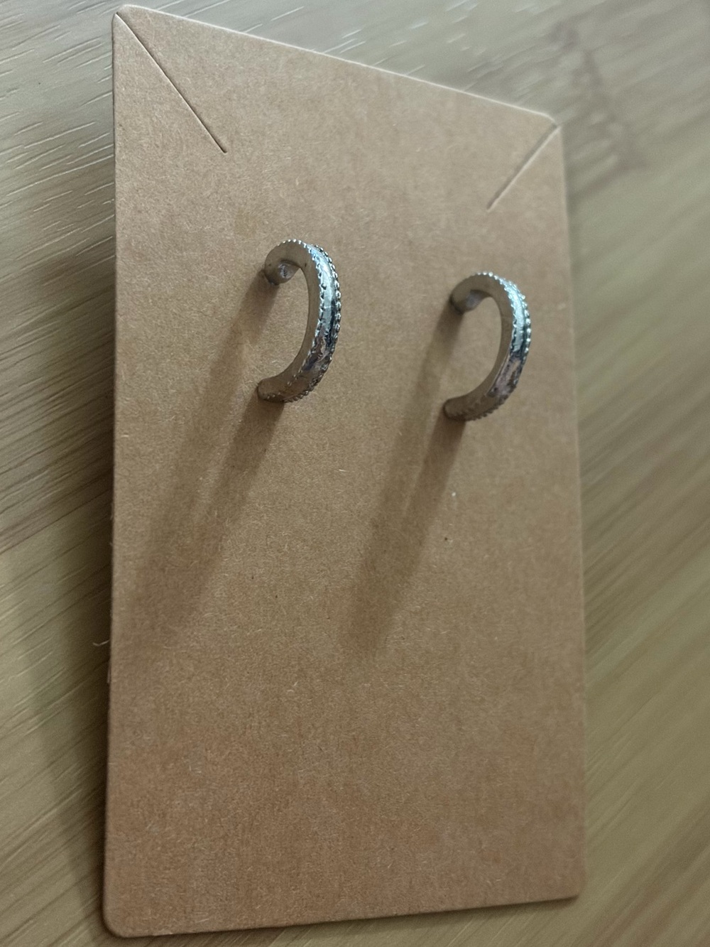 Textured Silver-Tone Small Hoop Earrings - Women Jewelry